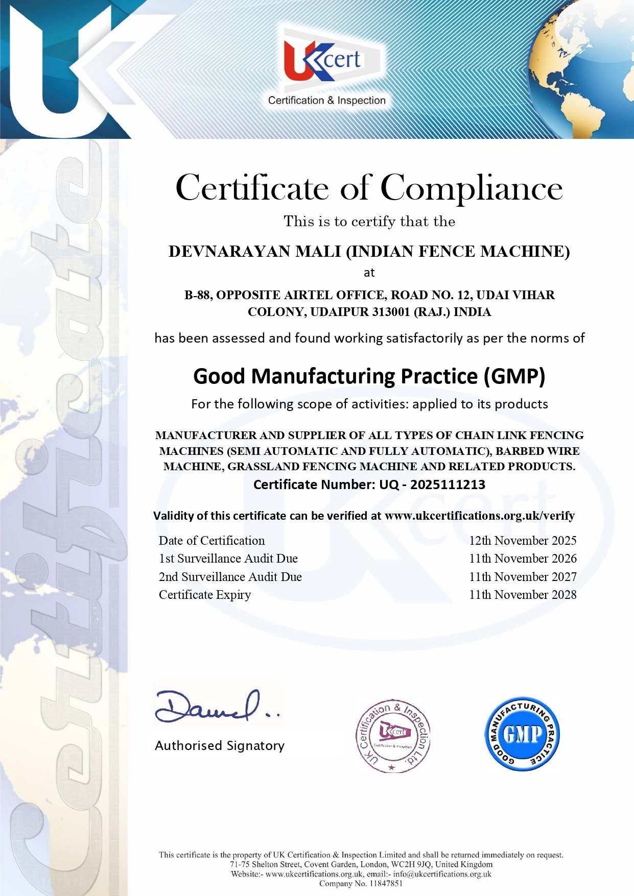 GMP Certificate